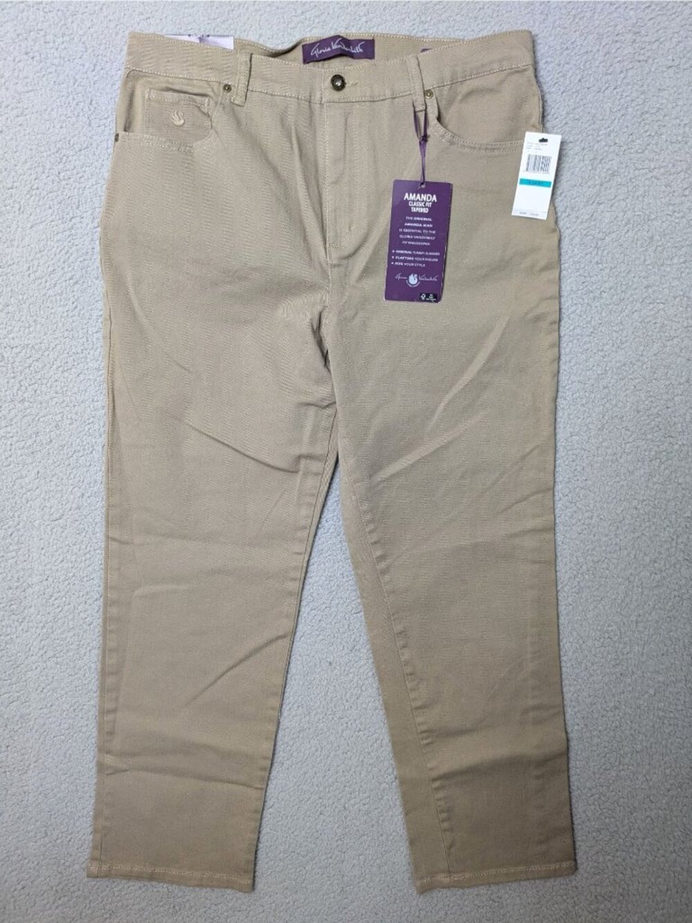 Gloria Vanderbilt 16 Short Tapered Jeans Latte Classic Fit Stretch Casual Wear
